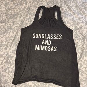 Bella Canvas Dark Gray Tank Top Sunglasses and mimosas